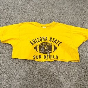 arizona state sun devils football gold cropped tee